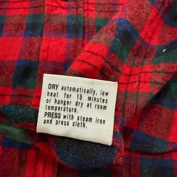 Vintage Pendleton Wool Flannel Shirt Men's Large Red Green Tartan Plaid 90s USA - Picture 8 of 16